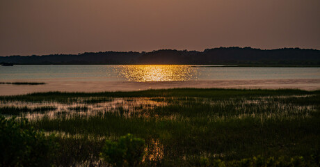 sunset over the river