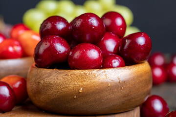 Sweet fresh cherries with other products