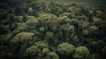 Naklejka na ściany i meble Aerial view of the Amazon Rainforest. Generative AI