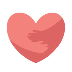 Hands embrace heart vector illustration. Support, help and pray for peace and freedom, symbol of love, donation and care of people in community