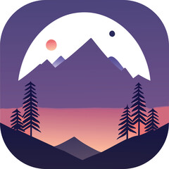 minimalist wallpaper with a monochromatic, line drawing of a natural element, Minimal Mountains Artwork, Landscape art.