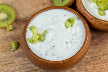 Delicious Fresh Cow's milk Yogurt with Kiwi slices