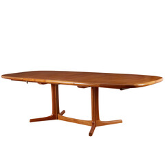 Vintage teak dining table. Large Mid-Century Modern extendable table. No background png.