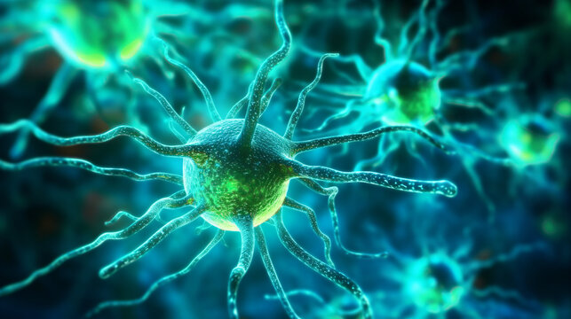 Under the microscope- background macro for scientific medical concept -brain cells transferring electric impulses