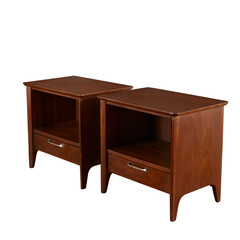 Pair of classic nightstands. Vintage wooden end tables. No background png.