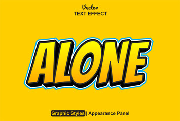 Alone text effect with yellow graphic style and editable.