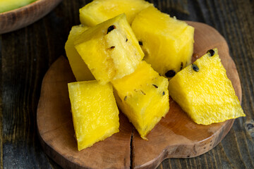 slices of sweet yellow watermelon