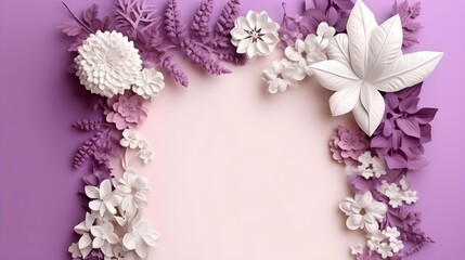 Frame from flowers purple artistic illustration. Generative AI
