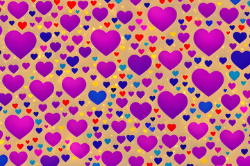 Obraz premium Colorful watercolor hearts background created with generative ai