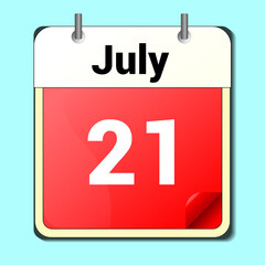 day on the calendar, vector image format, JULY 21