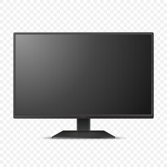 Vector 3d Realistic Modern TV Screen. Minimalistic Stylish Lcd Panel, Led TV Frame. Large Computer Monitor Display Design for Mockup. Blank Television Template. Catalog, Web Site Concept. Front View