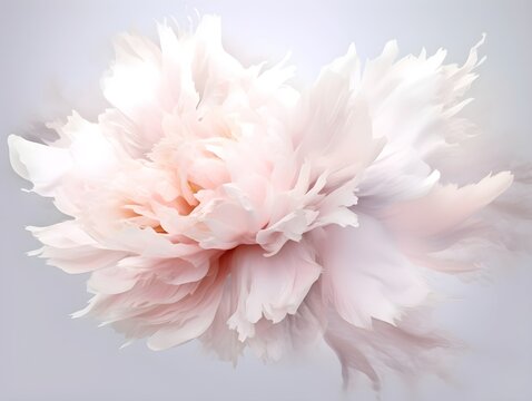 Soft light pink color peony flower, white luxury background. Generative AI