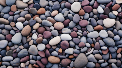 Natural pebbles texture, sea stones moody background, zen, summer, beach, full frame. IA generative.