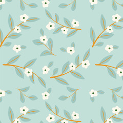 Fototapeta na wymiar Vintage floral pattern with small flowers on a beige background. Great for wallpaper, backgrounds, packaging, fabric, scrapbook