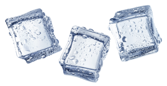 Flying ice cubes cut out