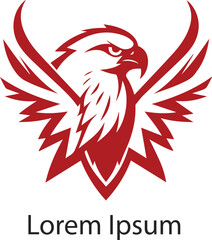 logo of  red flying eagle isolated on white background 