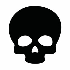 DRAWING OF A HUMAN SKULL IN BLACK COLOR ISOLATED