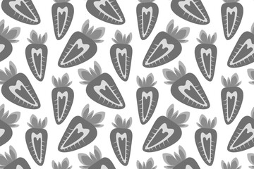 Seamless pattern of abstract image of a strawberry in grayscale. Monochrome Backdrop texture. EPS.