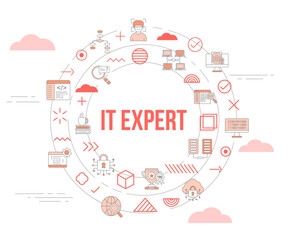 it expert concept with icon set template banner and circle round shape