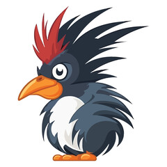 Fototapeta premium Charming Penguin Companion: Enchanting 2D Illustration of a Playful Rockhopper Penguin