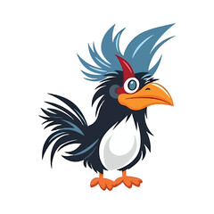 Charming Penguin Companion: Enchanting 2D Illustration of a Playful Rockhopper Penguin