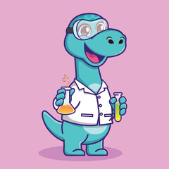 cute professor dinosaur vector illustration