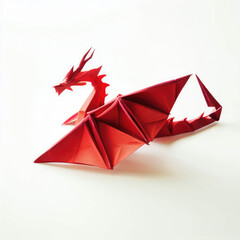 Mythical creature Origami Dragon Paper Art red color tones