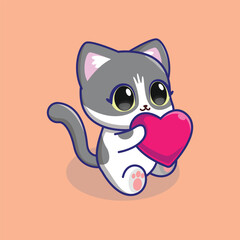 Cute cat holding love