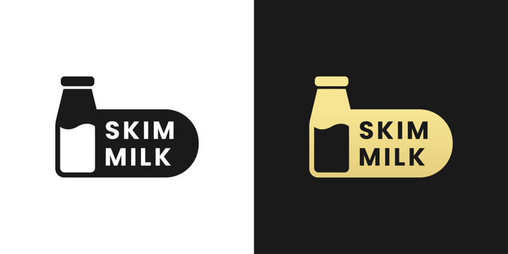 Skim milk Label Vector or Skim milk sign Vector Isolated in Flat Style. Best Skim milk label for product packaging design element. Skim milk sign for packaging design element.