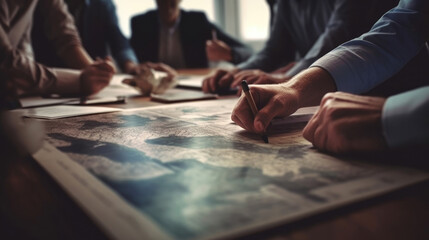 Obraz na płótnie Canvas Close-up of businessman planning strategy