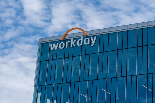 Workday Headquarters In Pleasanton, CA, USA - June 12, 2023. Workday, Inc., Is An American On‑demand Financial Management, Human Capital Management And Student Information System Software Vendor.