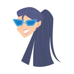 Isolated cute female character avatar with sunglasses Vector illustration
