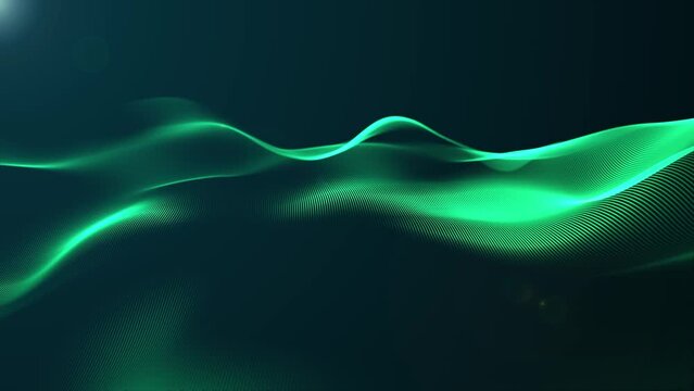 Abstract shape background with glowing fabric smoothly developing in the wind. High quality 4k footage