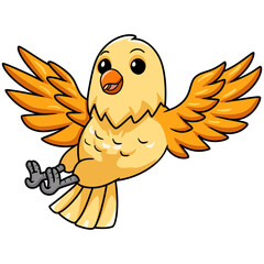 Cute creamino lovebird cartoon flying