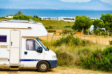 Caravans on sea coast, Spain