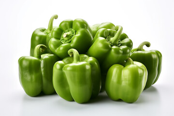 Obraz na płótnie Canvas Green bell pepper on a white background. Fresh green bell pepper vegetable. Ai generative.