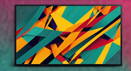 a colorful abstract painting on a wall, generative AI.
