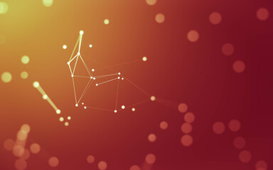 Abstract background. Molecules technology with polygonal shapes, connecting dots and lines. Connection structure. Big data visualization.