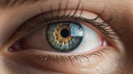 Closeup photo the human eye is very beautiful