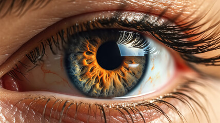 Closeup photo the human eye is very beautiful