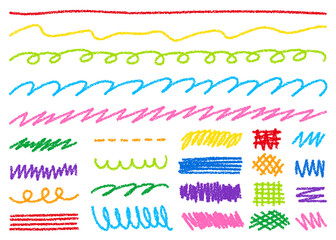 クレヨン素材 ラフな手描きの線セット