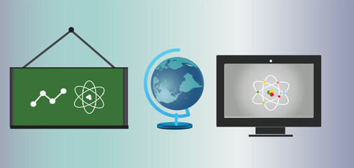 Global, Globe, PC vector, Monitor, Green board, wall board vector