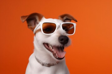 portrait dog isolated sunglasses funny pet beautiful background cute smile animal. Generative AI.