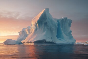 Naklejka na ściany i meble Iceberg in the water. Climate change concept. AI generated, human enhanced.