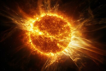 Flashes in the sun. Climate change concept. AI generated, human enhanced.