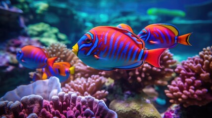 Obraz premium great barrier reef with colorfull fishes generative ai
