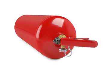 One red fire extinguisher on white background