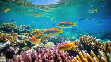 Fototapeta na wymiar great barrier reef with colorfull fishes generative ai