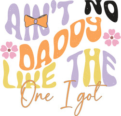 Happy Father's Day Dad Papa Mama Colorful Graphics and Typography on White Background. Cute Daddy Saying, Quote and Slogan for Print on Demand Business (POD) and Printing Industry.
