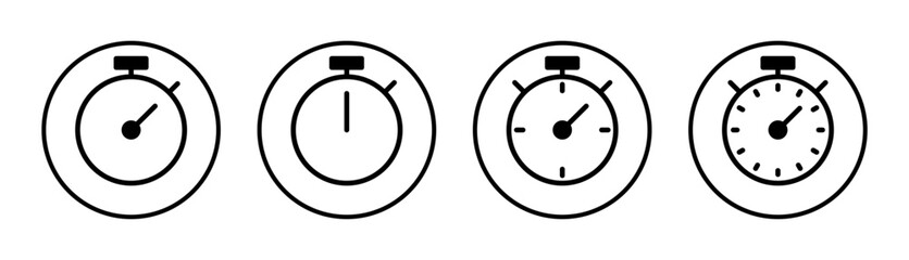 stopwatch icon set illustration. Timer sign and symbol. Countdown icon. Period of time